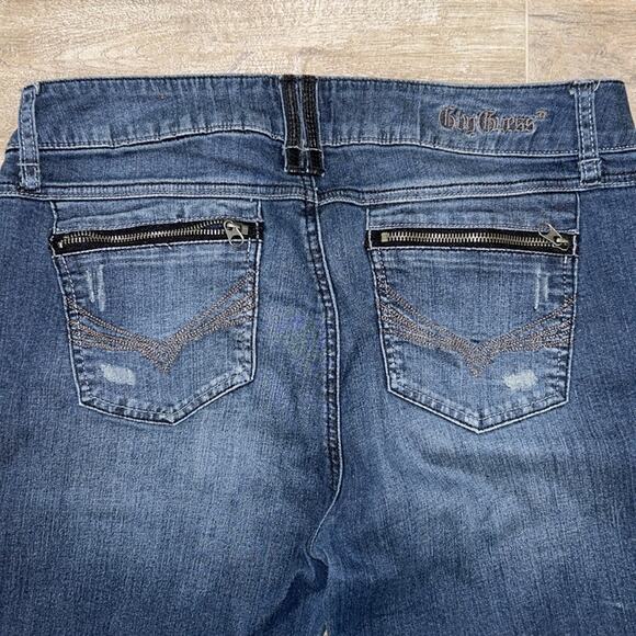 G By Guess Skinny Jeans-Dark Blue Wash Distressed Skinny Leg-Mid-rise 32 W x 31" - Picture 5 of 8